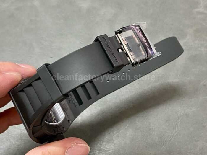 BBR Factory Richard Mille 43mm RM055 Black Carbon Fiber Black Rubber Strap Black Skeletonized Dial 1 8 Super Clone Watch,Clean Factory Watch