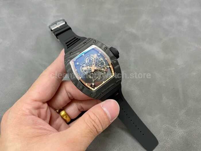 BBR Factory Richard Mille RM055 Black Carbon Fiber Black Rubber Strap Rose Gold Skeletonized Dial - Image 4