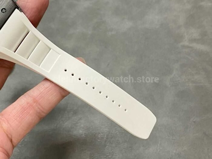 BBR Factory Richard Mille RM055 Black Carbon Fiber White Rubber Strap White Skeletonized Dial - Image 8