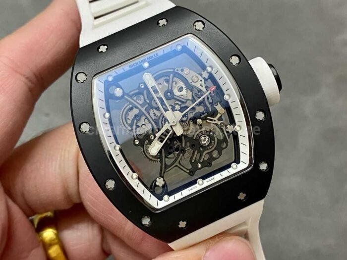 BBR Factory Richard Mille RM055 Black Ceramics White Rubber Strap White Skeletonized Dial - Image 2