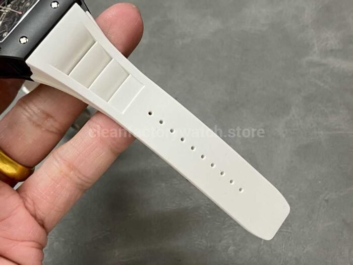 BBR Factory Richard Mille RM055 Black Ceramics White Rubber Strap White Skeletonized Dial - Image 9