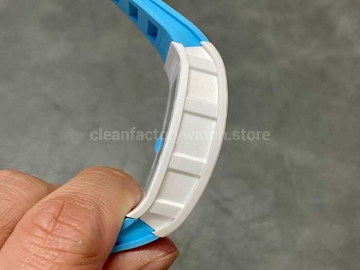 BBR Factory Richard Mille RM055 White Ceramics Light Blue Rubber Strap Light Blue Skeletonized 7 Super Clone Watch,Clean Factory Watch