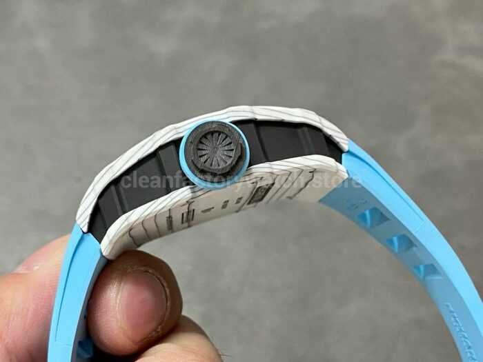 BBR Factory Richard Mille RM35 01 White Carbon Fiber Light Blue Canvas Strap White Skeletonized 2 Super Clone Watch,Clean Factory Watch