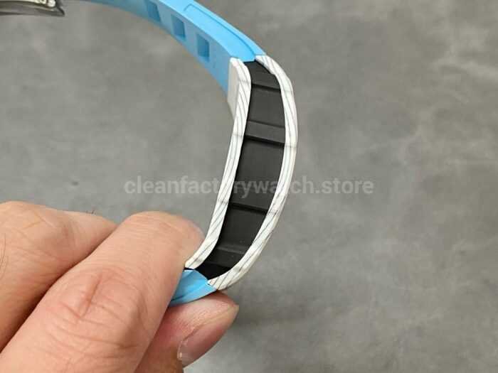 BBR Factory Richard Mille RM35 01 White Carbon Fiber Light Blue Canvas Strap White Skeletonized 4 Super Clone Watch,Clean Factory Watch