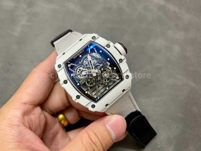 BBR Factory Richard Mille RM35-01 White Carbon Fiber White Canvas Strap White Skeletonized - Image 4