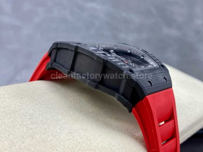 BBR Factory Richard Mille RM35-02 Black Carbon Fiber Red Rubber Strap Black Skeletonized - Image 5