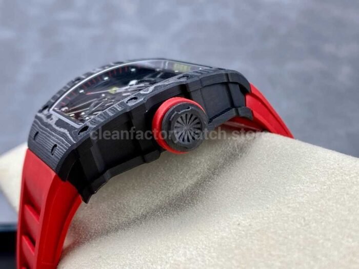 BBR Factory Richard Mille RM35-02 Black Carbon Fiber Red Rubber Strap Black Skeletonized - Image 6