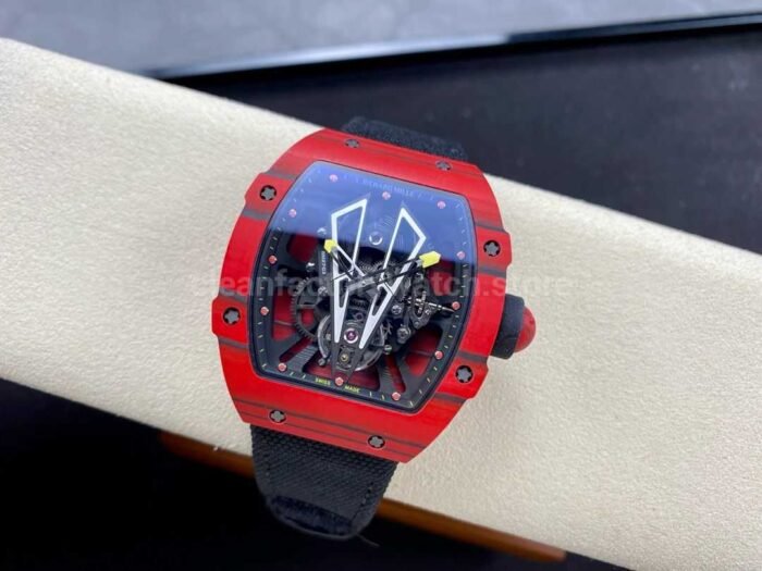 BBR Factory Richard Mille Tourbillon RM27-03 Red Carbon Case Textile Strap Skeletonized Dial - Image 4