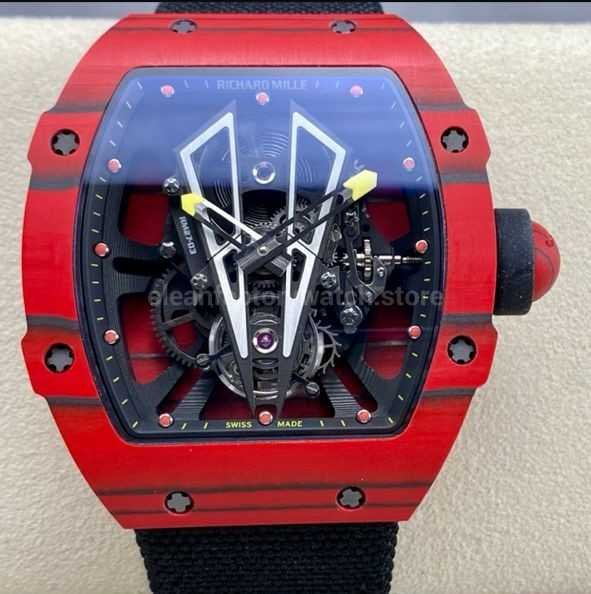 BBR Factory Richard Mille Tourbillon RM27-03 Red Carbon Case Textile Strap Skeletonized Dial