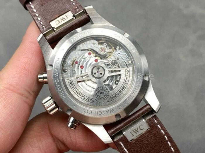 BLS Factory IWC Pilot Chronograph IW388103 41mm Steel Leather Strap Arabic Numerals Green Dial - Image 7