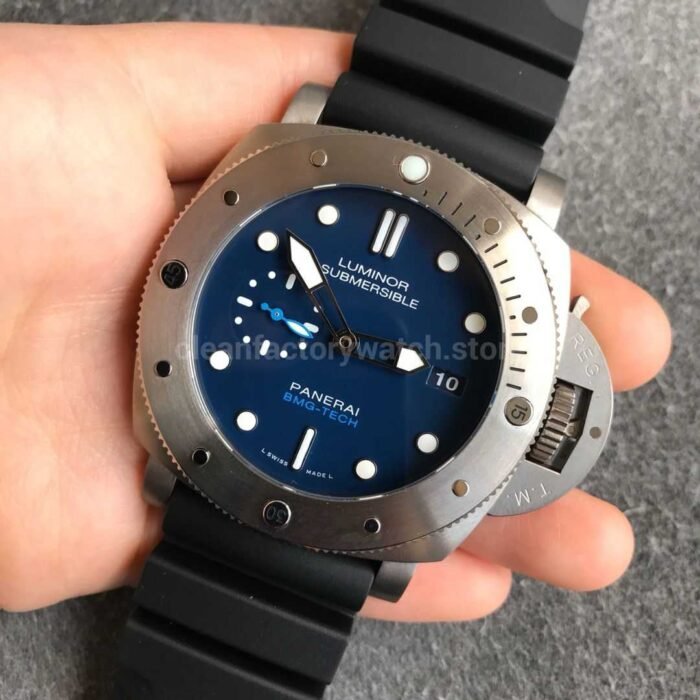 VS Fatory Panerai Luminor Submersible 1950 3 Days PAM 00692 47mm Titanium Black Rubber Strap Blue Dial - Image 3
