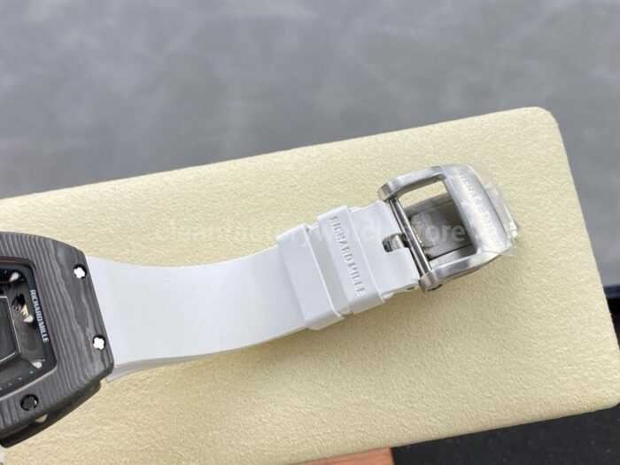 G Factory Richard Mille RM07 31.4mm TitaniumCarbon Fiber White Rubber Strap Skeletonized Dial 4 Super Clone Watch,Clean Factory Watch