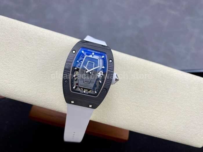 G Factory Richard Mille RM07 31.4mm TitaniumCarbon Fiber White Rubber Strap Skeletonized Dial 9 Super Clone Watch,Clean Factory Watch