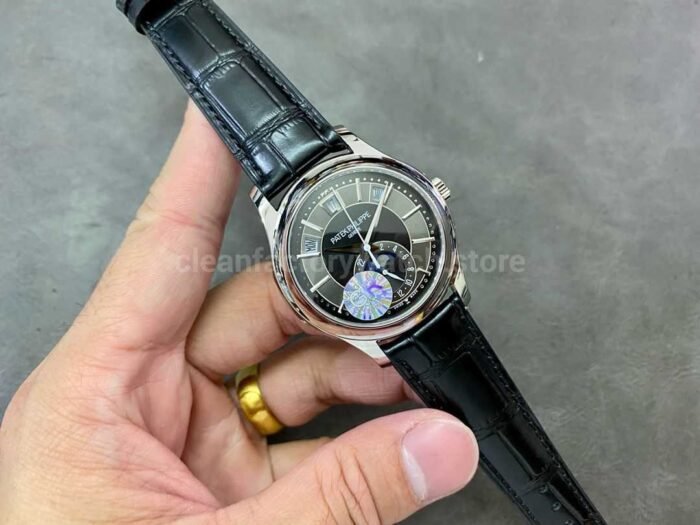 GR Factory Patek Philippe Annual Calendar 5205R-010 40mm White Gold Leather Strap Black Dial - Image 4