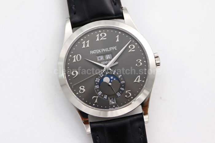 GR Factory Patek Philippe Annual Calendar 5396G 011 38mm White Gold Leather Strap Arabic Num 7 Super Clone Watch,Clean Factory Watch
