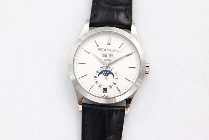 GR Factory Patek Philippe Annual Calendar 5396G 011 38mm White Gold Leather Strap Silver Dial 6 Super Clone Watch,Clean Factory Watch