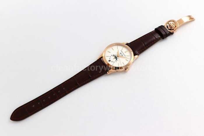 GR Factory Patek Philippe Annual Calendar 5396R 011 38mm Rose Gold Leather Strap Silver Dial 9 Super Clone Watch,Clean Factory Watch
