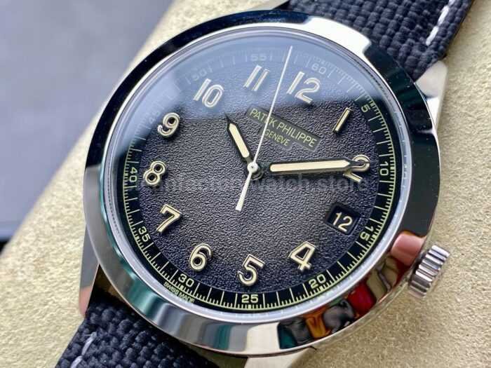 GR Factory Patek Philippe Calatrava 5226G 001 40mm White Gold Canvas Strap Arabic Numerals Black D 6 Super Clone Watch,Clean Factory Watch