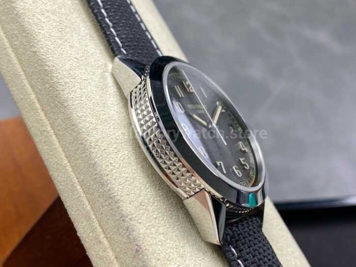 GR Factory Patek Philippe Calatrava 5226G 001 40mm White Gold Canvas Strap Arabic Numerals Black D Super Clone Watch,Clean Factory Watch
