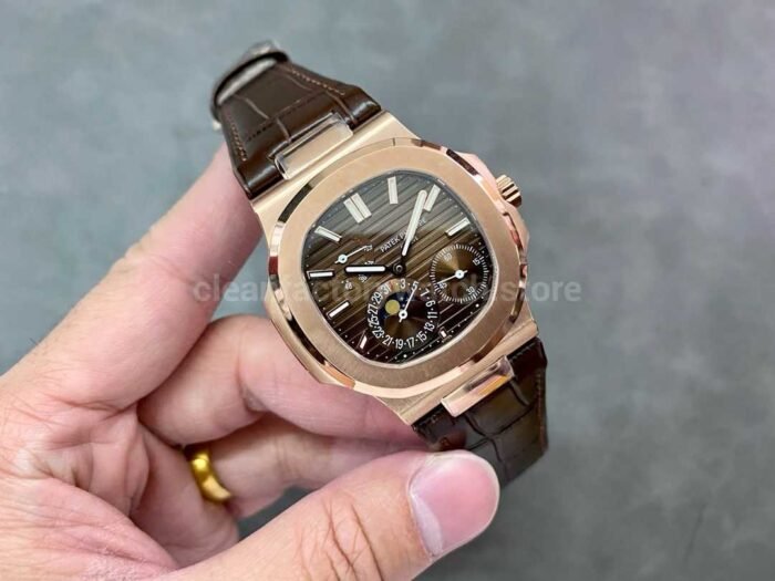 GR Factory Patek Philippe Nautilus 5712G Rose Gold， Leather Strap Brown Dial - Image 4