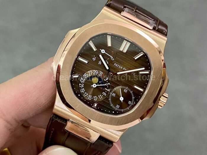 GR Factory Patek Philippe Nautilus 5712G Rose Gold， Leather Strap Brown Dial - Image 3