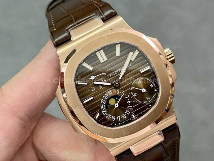 GR Factory Patek Philippe Nautilus 5712G Rose Gold， Leather Strap Brown Dial - Image 2