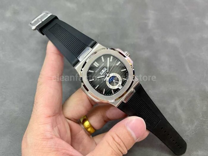 GR Factory Patek Philippe Nautilus 5726 Steel Black Rubber Strap Grey Dial - Image 4