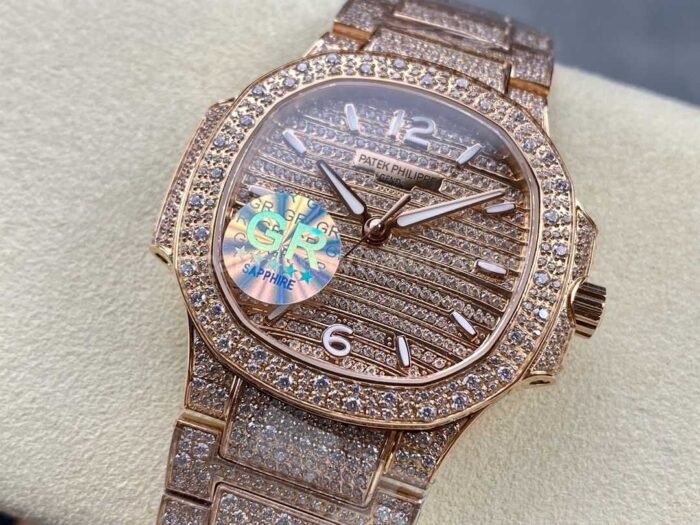 GR Factory Patek Philippe Nautilus 7118/1450G-001 Full Diamond Rose Gold Diamond Dial - Image 3
