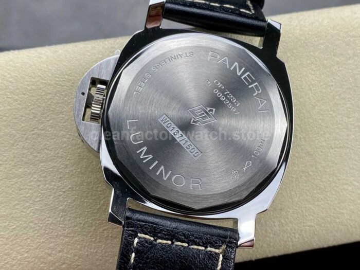 HW Factory Panerai Luminor Base Logo PAM01084 44mm Steel Leather Strap Arabic Numerals Black Dial - Image 7
