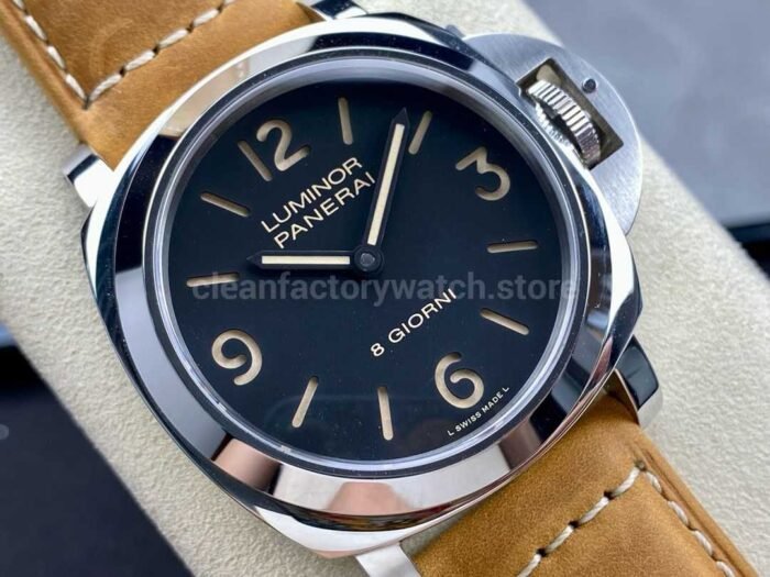 HW Factory Panerai Luminor Base PAM00914 44mm Steel Leather Strap Arabic Numerals Black Dial - Image 2