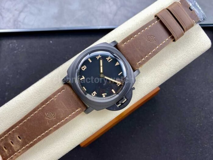 HW Factory Panerai Luminor California PAM00629 47mm Titanium Leather Strap Arabic Numerals Black Dial - Image 4