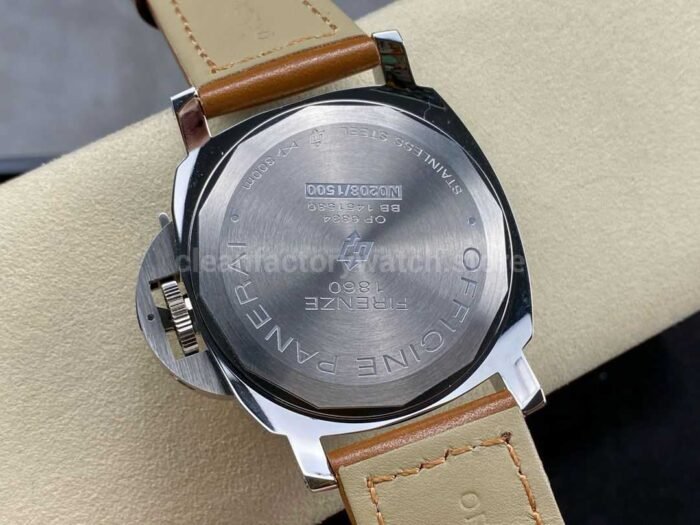 HW Factory Panerai Luminor Marina PAM 00005 44mm Steel Leather Strap Arabic Numerals Black Dial - Image 7