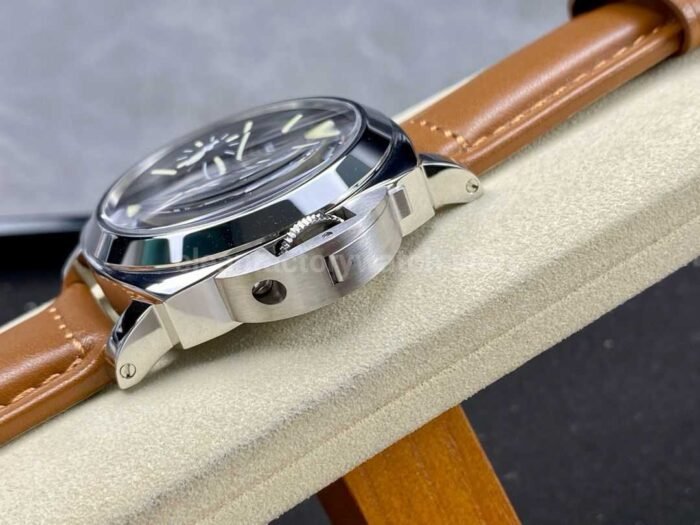 HW Factory Panerai Luminor Marina PAM 00005 44mm Steel Leather Strap Arabic Numerals Black Dial - Image 6