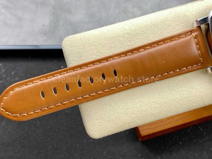 HW Factory Panerai Luminor Marina PAM 00111 44mm Steel Leather Strap Arabic Numerals Black Dial - Image 9