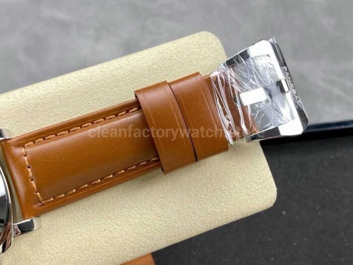 HW Factory Panerai Luminor Marina PAM 00111 44mm Steel Leather Strap Arabic Numerals Black Dial - Image 8