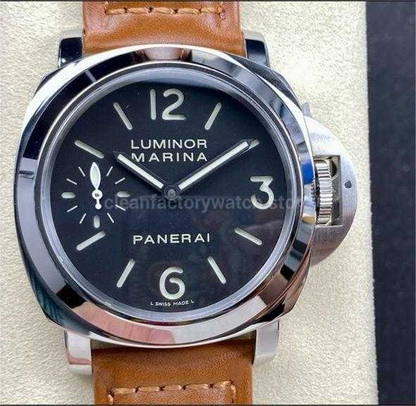 HW Factory Panerai Luminor Marina PAM 00111 44mm Steel Leather Strap Arabic Numerals Black Dial