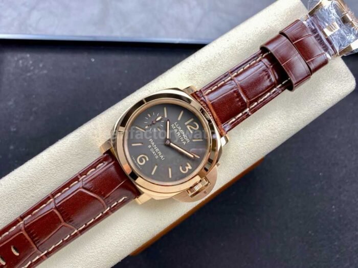 HW Factory Panerai Luminor Marina PAM00511 44mm Rose Gold Leather Strap Arabic Numerals Grey Dial - Image 4