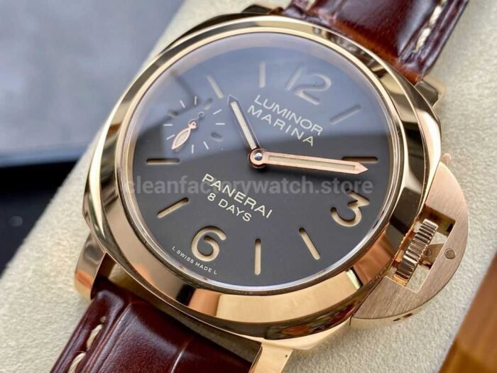 HW Factory Panerai Luminor Marina PAM00511 44mm Rose Gold Leather Strap Arabic Numerals Grey Dial - Image 3
