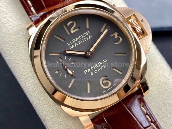 HW Factory Panerai Luminor Marina PAM00511 44mm Rose Gold Leather Strap Arabic Numerals Grey Dial - Image 2
