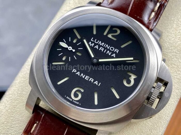 HW Factory Panerai Luminor Marina PAM00177 44mm Steel Leather Strap Arabic Numerals Black Dial - Image 3