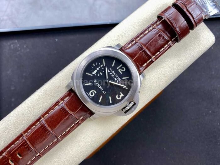 HW Factory Panerai Luminor Marina PAM00177 44mm Steel Leather Strap Arabic Numerals Black Dial - Image 4
