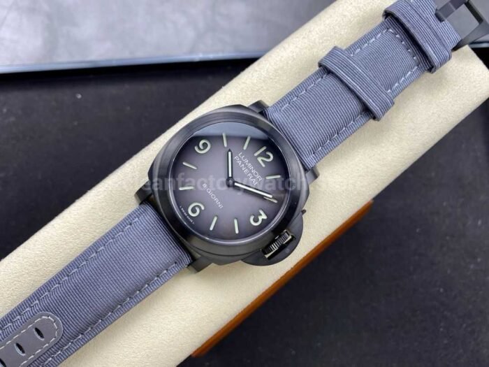 HW Factory Panerai Luminor Marina Pam02121 44mm Titanium Textile Strap Arabic Numerals Grey Dial - Image 4