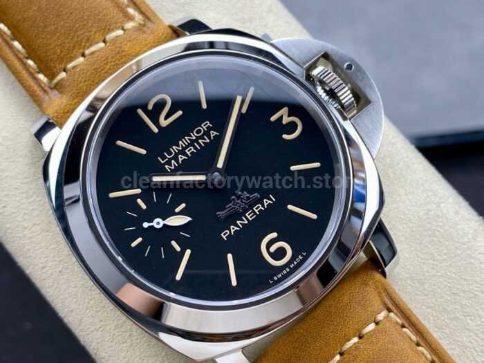 HW Factory Panerai Luminor Pam00417 44mm Steel Leather Strap Arabic Numerals Black Dial 3 Super Clone Watch,Clean Factory Watch
