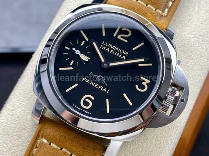 HW Factory Panerai Luminor Pam00417 44mm Steel Leather Strap Arabic Numerals Black Dial 9 Super Clone Watch,Clean Factory Watch
