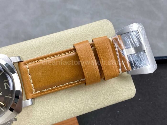 HW Factory Panerai Lumnior PAM1080 47mm Steel Leather Strap Arabic Numerals Black Dial - Image 7