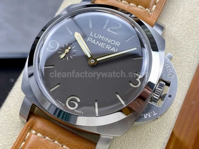 HW Factory Panerai Lumnior PAM1080 47mm Steel Leather Strap Arabic Numerals Black Dial - Image 2