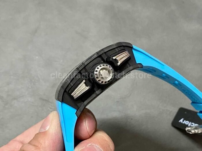 KU Factory Richard Mille RM 011-03 44.5mm Carbon Fiber Blue Rubber Strap Arabic Numerals Skeletonized Dial - Image 6