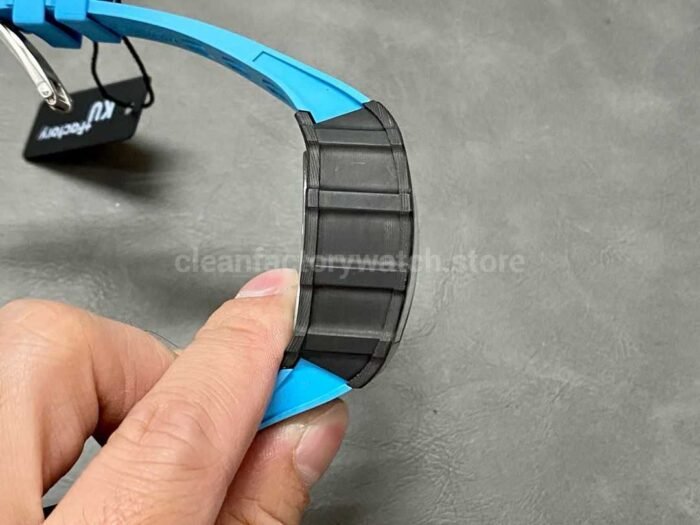 KU Factory Richard Mille RM 011-03 44.5mm Carbon Fiber Blue Rubber Strap Arabic Numerals Skeletonized Dial - Image 5