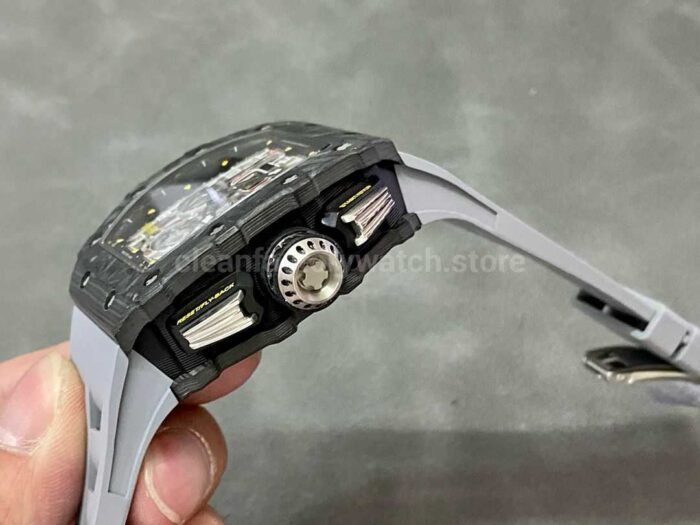 KV Factory Richard Mille RM011-03 44.5mm Carbon Fiber Grey Rubber Strap Arabic Numerals Skeletonized Dial - Image 5
