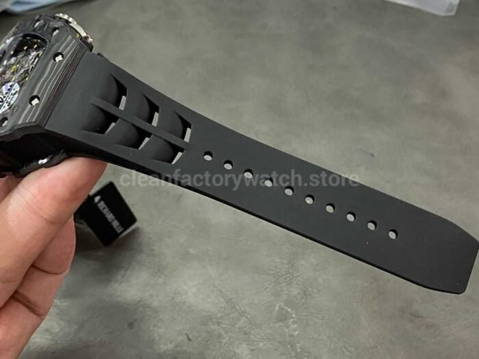 KV Factory Richard Mille RM011-03 44.5mm Carbon Fiber， Black Rubber Strap Arabic Numerals Skeletonized Dial - Image 9